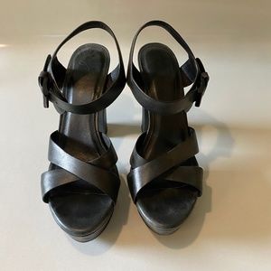 Joie Platform Leather Sandals - Black - Size 39